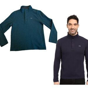 Calvin Klein Men's Solid S&Z Mock Neck Quarter Zip Long Sleeve Shirt Sz S